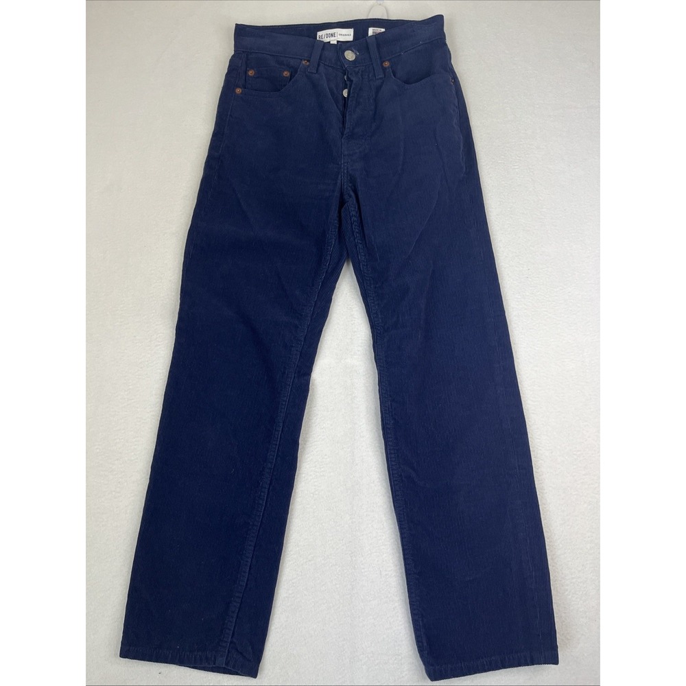 Re/Done Originals Navy High Rise Stovepipe Corduroy Jeans 502-6WSTV Size 25